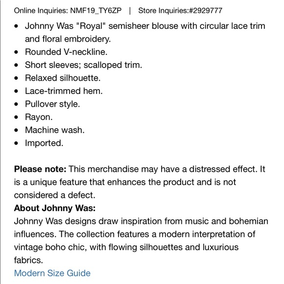 Johnny Was Royal Blouse - Picture 5 of 5